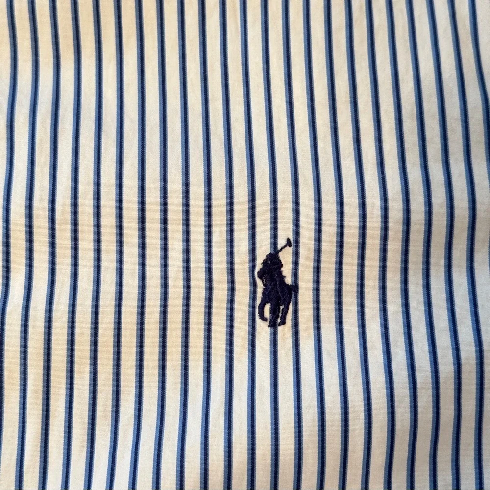 Ralph Lauren Blue White Stripe Slim Fit Men’s Shirt XL